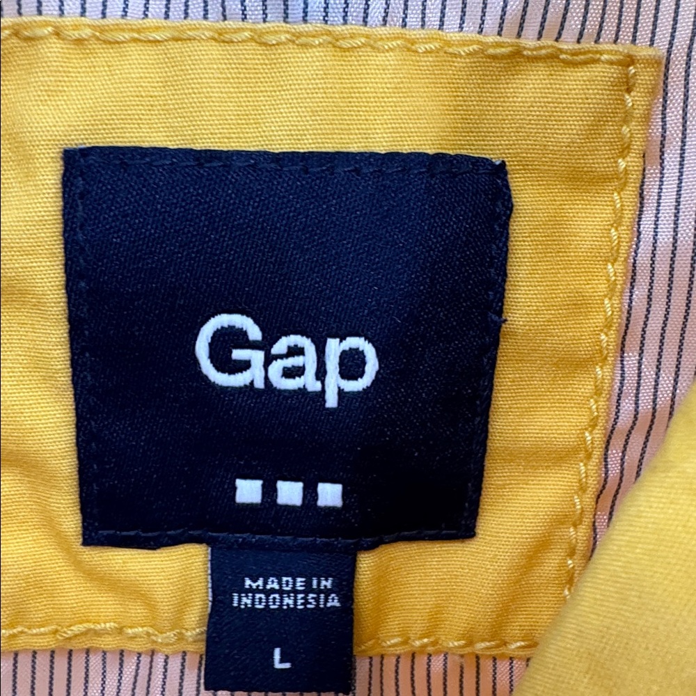 GAP Women's Bright Yellow cotton lightweight peacoat Raincoat L double breast - Picture 10 of 12